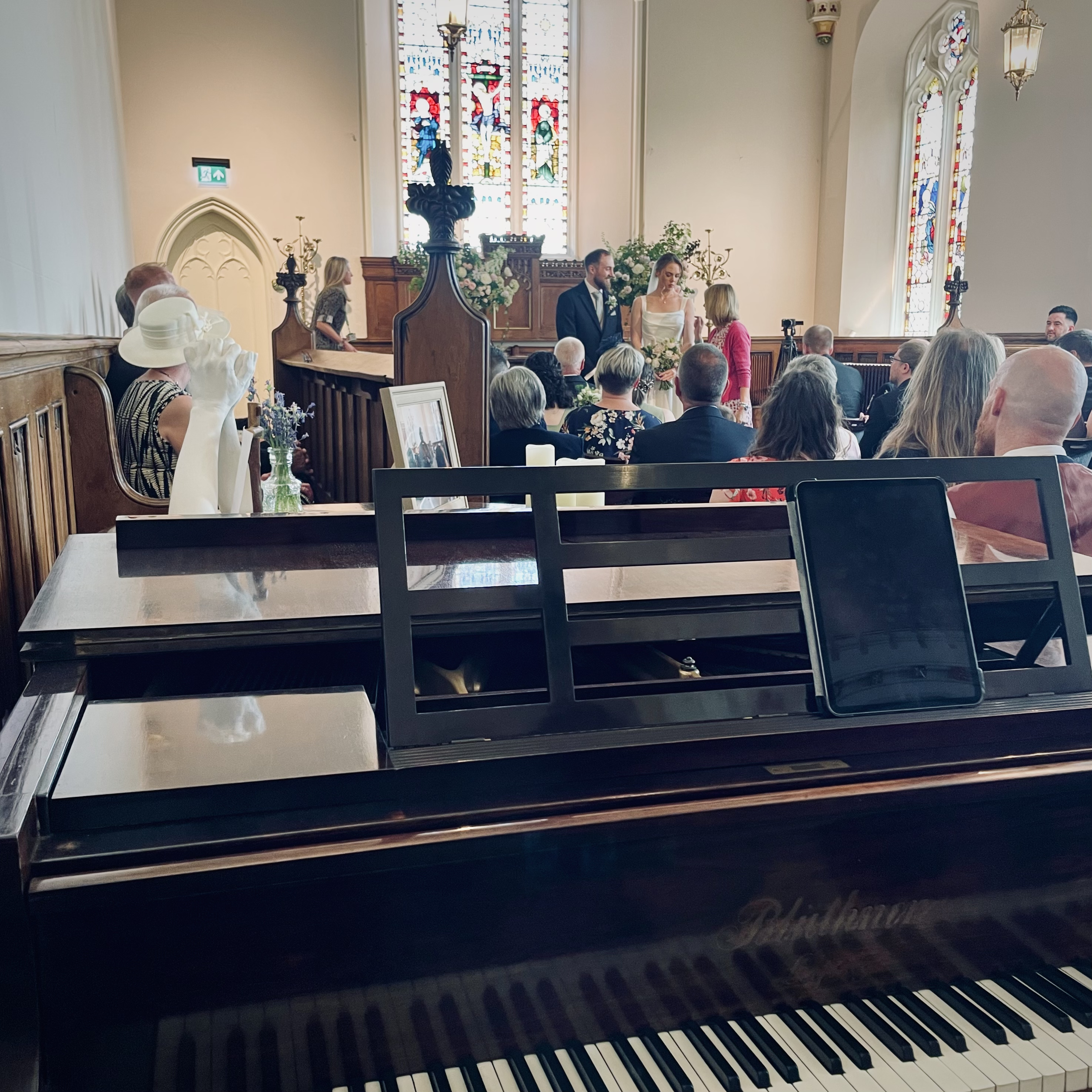 The Blüthner piano in Rose Castle's chapel is ideal for wedding ceremony music